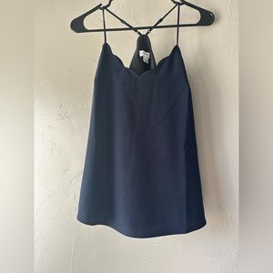 J. Crew Women's Blue Strappy Scalloped Tank Top with Adjustable Straps. Size 0